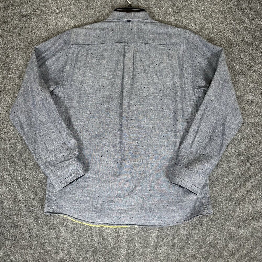 Descendants of Thieves Shirt Mens L Grey Polka Dots Long Sleeve Button Up Adult‎ - Picture 5 of 7